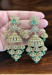 Stunning earrings with uncut stone and green colour stone -perfect for any occasion